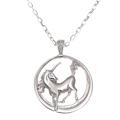 Pendentif licorne argent sterling collier femme chaîne 45,7 cm