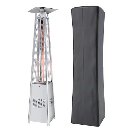 Kingdura 48,000 BTU Pyramid Patio Heater with Cover & Wheels, Outdoor Patio Heaters for Outdoor Use, Triple Safety Protection, 88' Quartz Glass Tube Propane Heater for Deck Backyard Commercial Balcony