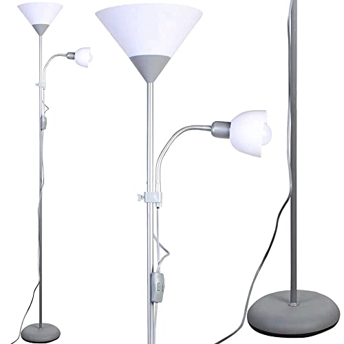 Directlighting LAMPARA DE PIE PARA BOMBILLAS - LAMPARA DE PIE SALON PLATA - LAMPARAS DE PIE GRIS - LAMPARAS DE PIE PARA SALON - LÁMPARA DE PIE - LAMPARA DE PIE - LAMPARA DE PIE LED (PLATA - GRIS) Cover