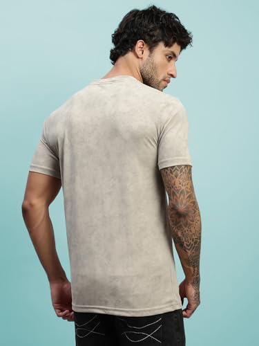 Image of Lux Nitro Men's Cloud Burst Printed Half Sleeve T-Shirt | Cotton Blend Round Neck Tee | Regular Fit Casual Wear