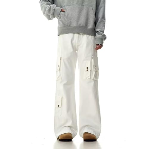 Men Baggy Cargo Jeans Y2K Hip Hop Mid Rise Straight Leg Denim Pants with Pockets Teen Boys Casual Loose Jeans Streetwear2