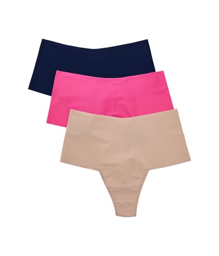 Image of hanky panky - BreatheSoft High Rise Thongs for Women | Microfibre Knit Underwear Panties, Lingerie | Sizes (XS-XL), 3 pack