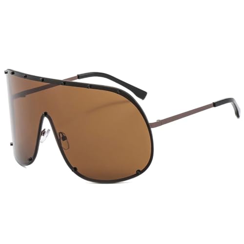 Lunettes de soleil sans monture luxe marron UV400 style oversize chic