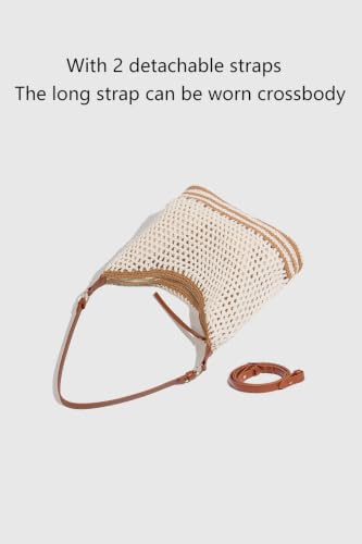 Image of Ulisty Women Small Cotton Crochet String Bag Handwoven Summer Beach Bag Knitted Vacation Shoulder Bag Purse Handbag