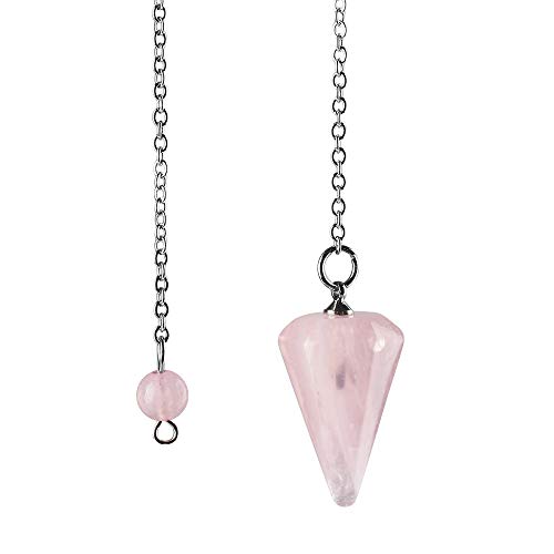 Preisvergleich Produktbild Dragonface Naturstein-Amulett Healing Kristallanhänger Meditation Hexagonal Pendulums für Männer Frauen Schmuck Small Size (3-Rose Quartz)