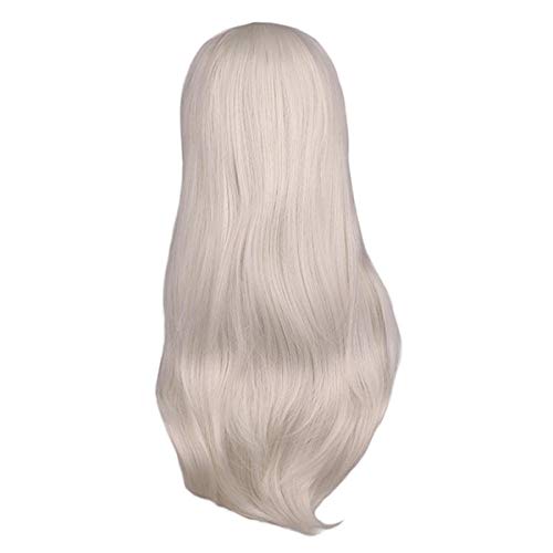 Perruque cosplay ondulée argentée 70 cm pour changer de style de cheveux sans coloration