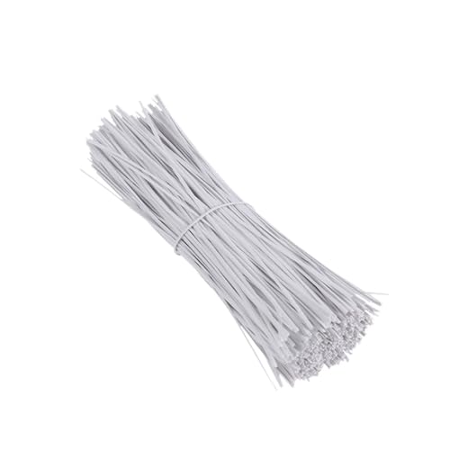 CLISPEED 1000 pièces Attaches Fil Métallique Plastifié Blanc Serre-câbles Flexibles Réutilisables pour Organisation Câbles Bureau Maison Jardin