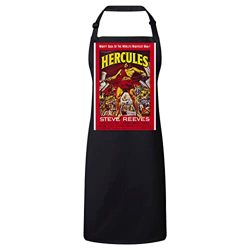 Tablier cuisine premium noir Hercules affiche cinema retro vintage aux finitions de haute qualite