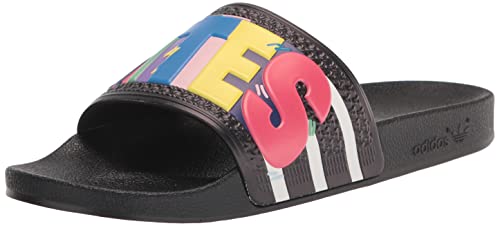 adidas Originals Men's Adilette Slide Sandal, Black/White/Black (Pride), 15