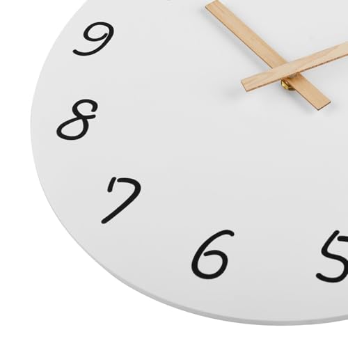 Horloge murale en bois pour bureau design rustique moderne blanc - 6