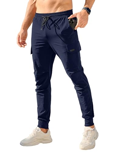 HOTake Mens Casual Sweatpants Gym Sport Pants with Pockets Mens Athletic Tapered Leg Hiking Pants Blue 3X-Large