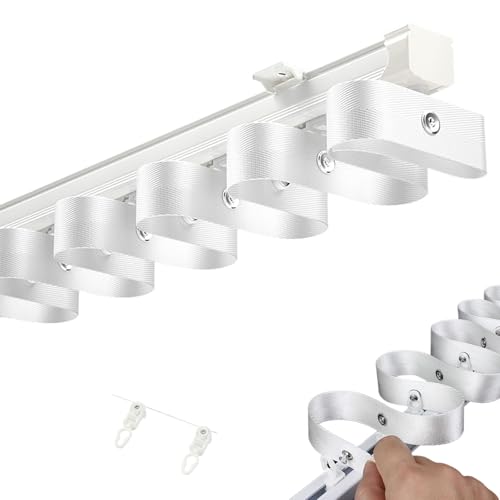 Hoiweqr Rieles De Cortina Corredera De Techo Pliegue Ondulado, Riel De Cortina De 1-6 Metros, Montaje En Techo O Pared, Accesorios completos, para Hospitales, Oficinas Y Hoteles