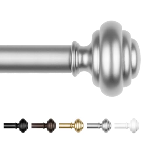 KAMANINA Silver Curtain Rods for Windows 32 to 58 Inches (2.6-4.8ft) Heavy Duty Curtain Rods...