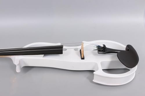Image of Vetimobato Electric Violin 4 /4 Full Size Solid Wood Silent Violin Set for Adults Beginner Practice Electric Fiddle with Ebony Fittings Hard Case & Bow(4 String White)