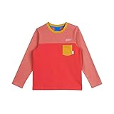 Unisex Finkid Puomi Colorblock-Rot, Langarm-Shirt, Größe 110-120 - Farbe Rose - Red