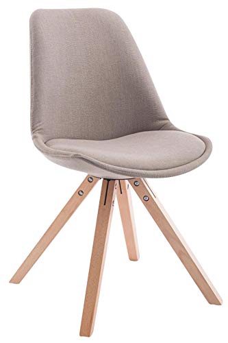 Chaise De Salle A Manger Toulouse en Tissu I Chaise Visiteur Style Scandinave avec Dossier Et Assise Rembourrés I Piètement Bois Rond, Couleur:Taupe, Couleur du Cadre:Natura