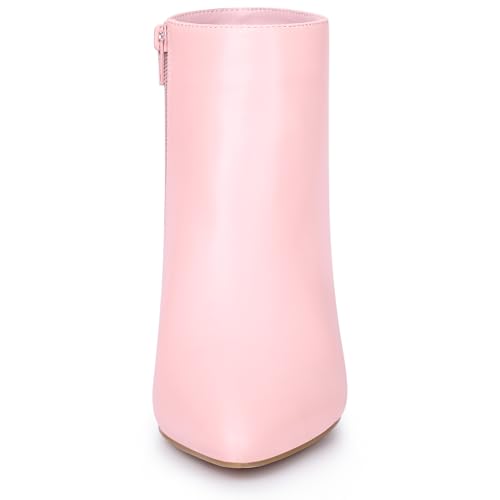 Allegra K Allegra K Women's Pointed Toe Zipper Stiletto Heel Pink Ankle Boots 10 M US