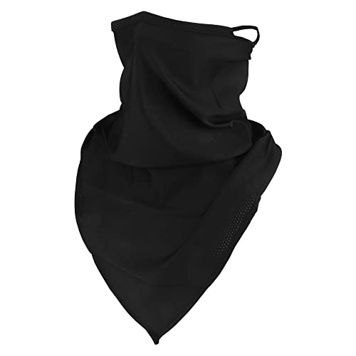 RIDEIWAKE Bandana Neck Gaiter with Ear Loops Balaclava Face Scarf Mask Quick-Dry Half Masks for Women Men - Dustproof & UV Sun Protection & BreathablePaisley Style Black