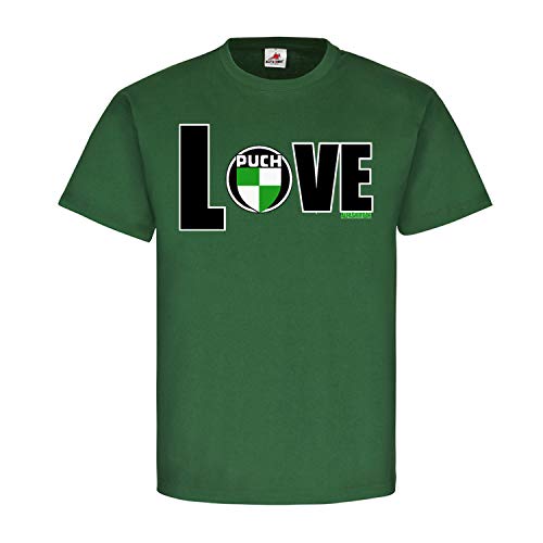 Maillot de motocycle vert Puch Love 25446 au style mécanique authentique L