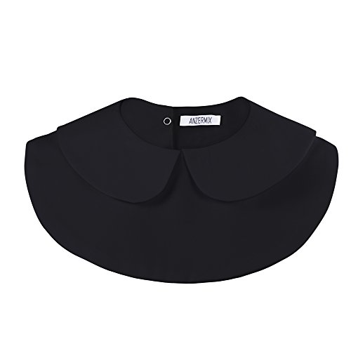 Anzermix Peterpan - Blusa desmontable con cuello falso, media camisa Peter Pan-negro (Nylon) Taille unique