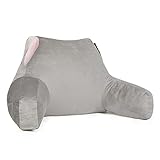 downluxe Reading & Bed Rest Pillow with Ears, Arms, Pockets, Memory Foam. Perfect Back Support Cushion for Adults Reading/Watching TV, Sitting Up in Bed (18 X 15 Inches Ear)