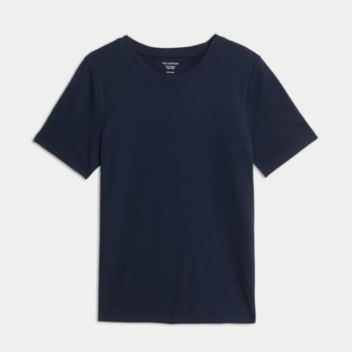 Image of Marks & Spencer Pure Cotton Everyday Fit T-Shirt Navy Blue