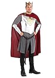 Lionheart Knight Costume for Men, Complete Medieval Set with Tunic, Armor, Cape, Gauntlets, and Crown Small Multicolor