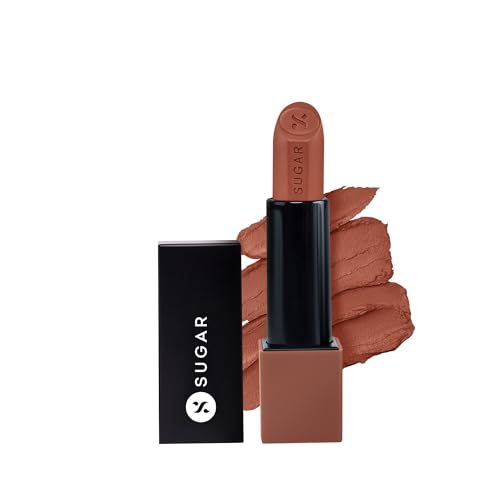 SUGAR Cosmetics Glide Peptide Serum Lipstick with Hyaluronic Acid & Vitamin E | Velvet Matte Finish | Long Lasting & Pigmented | 1 Swipe Full Coverage