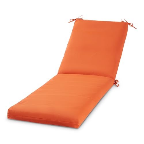 Greendale Home Fashions Modern Outdoor Chaise Lounge Cushion with Ties – Durable Polyester Fabric, Channel-Filled Polyfiber Insert, Removable Zippered Cover, Rust