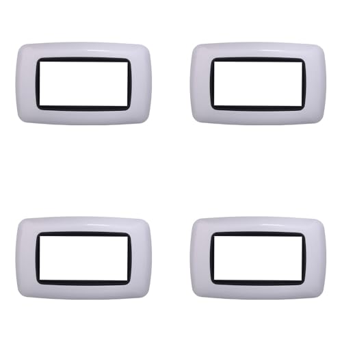 4 Pezzi, Placca compatibile Con Bticino Living, Placche Plastica Bombata 3/4/7 posti, per supporti blu - kit 4 pz
