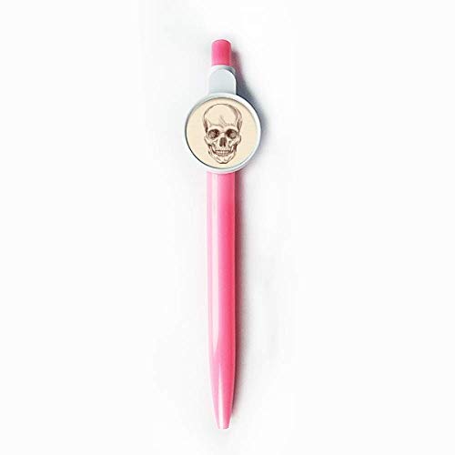 Stylo à bille rétractable bleu encre fluide motif squelette de crâne