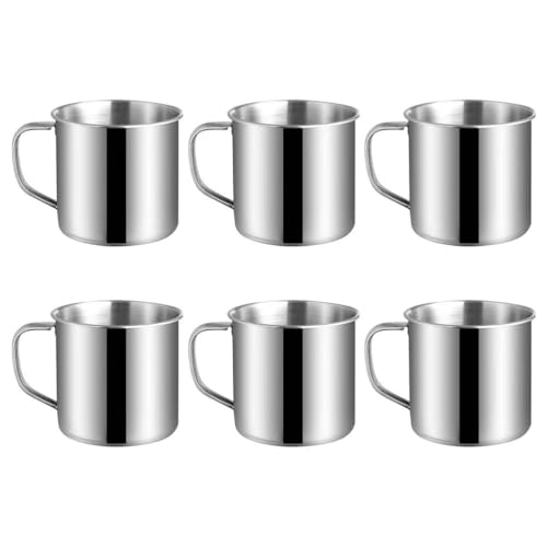 Alipis Gobelet Enfant Inox Avec Anse 190Ml 6Pcs Tasse Incassable Pour Café Thé Lait Et Soupe Design Pratique Et Léger Pour Usage Domestique