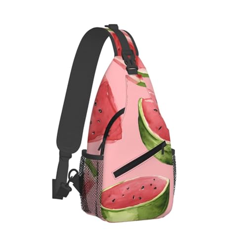Red Watermelon Multi Functional Adjustable Single Shoulder Crossbody Bag,Casual Chest Bag, Suitable For Daily Travel,Unisex2