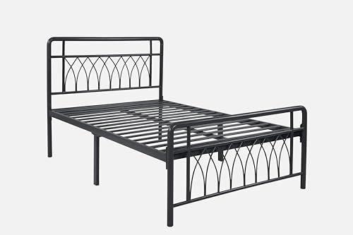 Image of Jexx Metal Single Size Bed Without Storage | Wrought Iron Cot with Headboard & Footboard| Sturdy Powder Coated Platform Bed Single Size Cot for Bedroom, Living Room, (Jexx Black)