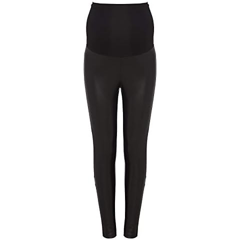 MOTHERS ESSENTIALS Maternity Faux Leather Leggings (Black, Large) Cover