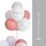 Hanamei ハナメイ ハーフバースデー 飾り付け 1/2 ハーフ ハーフ対応 HALF ニュアンス カラー レターバルーン HAPPY BIRTHDAY 風船 飾り くすみ 男 女 装飾 フォトブース (バルーン+スタンド チェリーチーク)