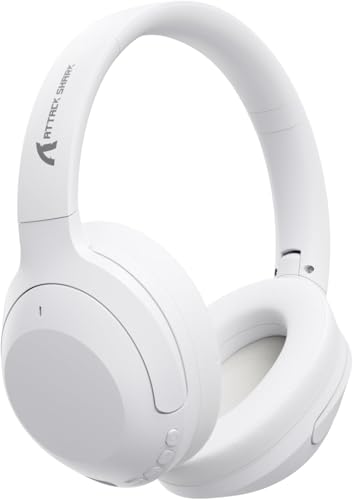 ATTACK SHARK G300 Fone de ouvido sem fio com cancelamento de ruído ativo,supra-auricular,ultraleve,dobrável,com fio/Bluetooth,20 horas de reprodução,microfone integrado,para viagens,escritório(Branco) - 1