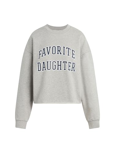 Favorite Daughter womens Cropped Collegiate Sweatshirt, Heather Grey W/Navy, X-Large