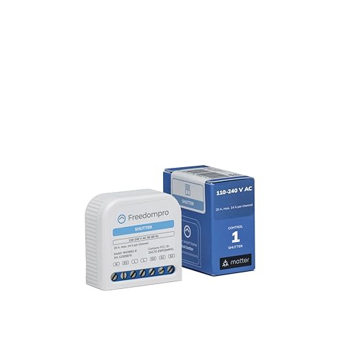 Freedompro Smart WiFi Switch Controls 1 Roller Shutter, Roller Shutter, Smart Home MINI Relay Module Compatible with Matter, Apple HomeKit, Alexa, Google Home, 110-240V 14A, Flush Mount Box