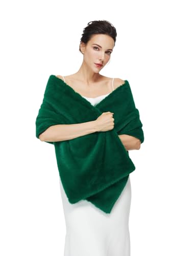 Women Faux Fur Shawl Wrap for Evening Dresses Bridal Fur Stoles Scarf for Wedding Party
