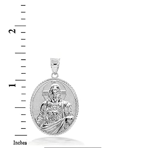 Claddagh Gold Religious Jewelry 925 Sterling Silver Sacred Heart Of Jesus Christ Oval Medal Pendant Necklace - Choice of Pendant Only or Chain Length - Image 3
