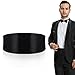 Lusofie Men's Solid Color Cummerbund Black Cumberbund Men with Adjustable Band for Tuxedo Accessories Perfect for Weddings, Proms and Formal Events(Black)