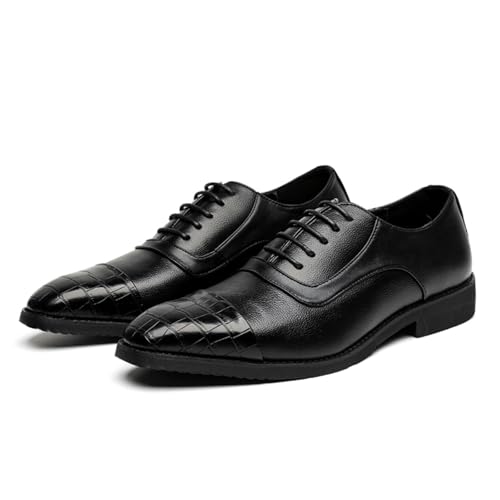 Men's Luxury Leather Elevator Lace Up Dress Oxford Shoes Lightweight Comfort Low Top Pointed Toe Non-Slip Casual Derby Shoes for Bussiness Formal Office