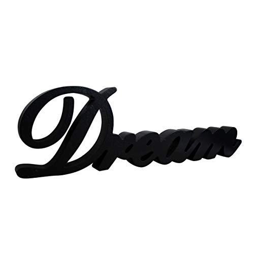 CVHOMEDECO. Matt Black Wooden Words Sign Free Standing "Dream" Desk/Table/Shelf/Home Wall/Office Decoration Art, 14 x 4.25 x 1 Inch - Image 2