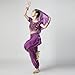 Girls Belly Dance Pants with Short Sleeved Top Skirt Hip Scarf All Set High Waist Stretchy Pants for Yoga Practice E-795 Purple 11-13 Years