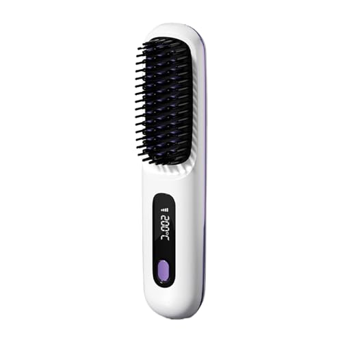 Numoya - Plancha portátil - 20 x 4,5 x 3 cm, herramientas de peluquería recargables de calentamiento rápido, cepillo alisador iónico negativo | Control portátil de frizz de peine caliente inalámbrico
