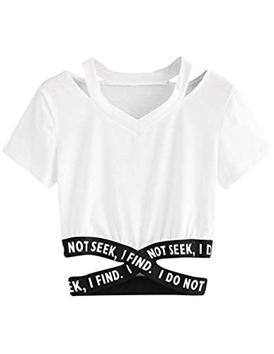 Preisvergleich Produktbild Bauchfreier Pulli Mädchen, Damen Bauchfrei Pullover Brief Drucken Casual Langarm Sweatshirt Kurz Sport Crop Tops Oberteile Sweatjacke Shirts Hemd Bluse (Weiß 2, L)