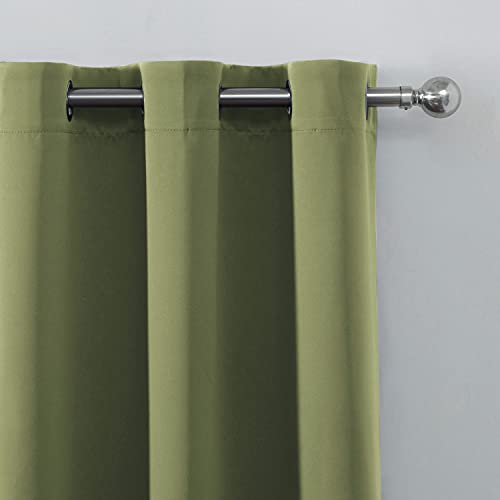 Image of LEMOMO Olive Green Blackout Curtains 42 x 63 Inch Length /Set of 2 Curtain Panels /Thermal Insulated Room Darkening Blackout Curtains for Bedroom