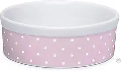 Comedouro Bebedouro de Porcelana 600ml Rosa Bolinhas