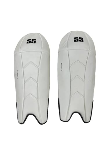 SS Cricket Aerolite Wicket Keeping Legguard, Adult Size, White Color